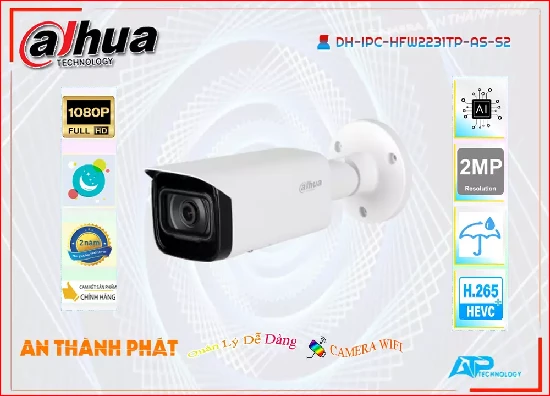 Lắp đặt camera tân phú ✪  DH-IPC-HFW2231TP-AS-S2 Dahua Thiết kế Đẹp