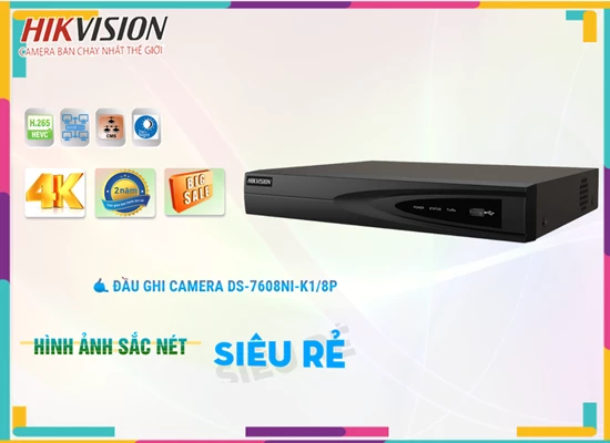 Lắp đặt camera tân phú Đầu Thu Hikvision DS-7608NI-K1/8P 