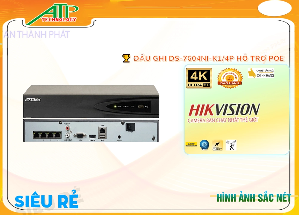 Đầu Ghi Hikvision Chất Lượng DS-7604NI-K1/4P,Giá HD IP DS-7604NI-K1/4P,phân phối DS-7604NI-K1/4P,DS-7604NI-K1/4P Bán