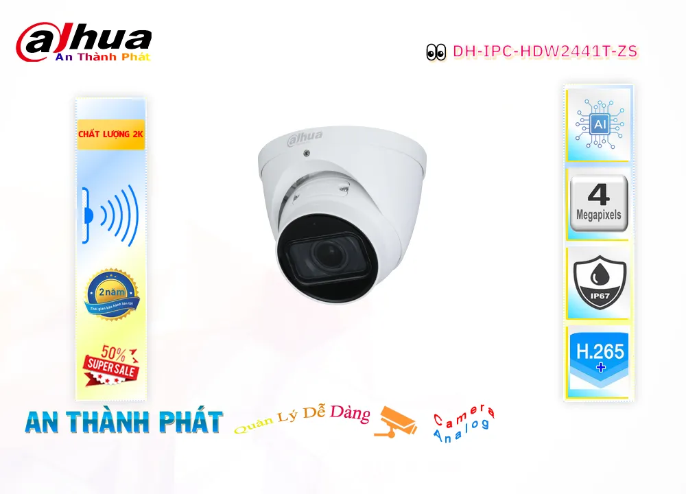 Camera ip DH-IPC-HFW2441TP-ZS công nghệ AI,DH-IPC-HFW2441TP-ZS Giá Khuyến Mãi, Công Nghệ POE DH-IPC-HFW2441TP-ZS Giá