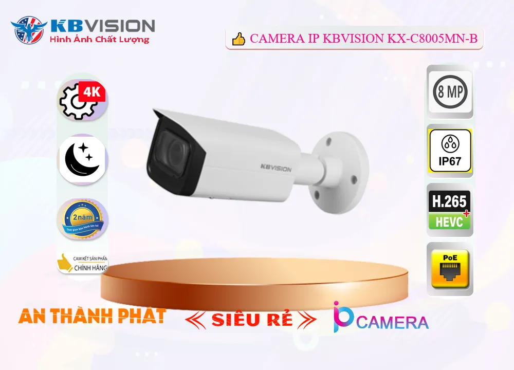 Camera IP Kbvision Ngoài Trời KX-C8005MN-B,KX-C8005MN-B Giá Khuyến Mãi, Công Nghệ POE KX-C8005MN-B Giá rẻ,KX-C8005MN-B