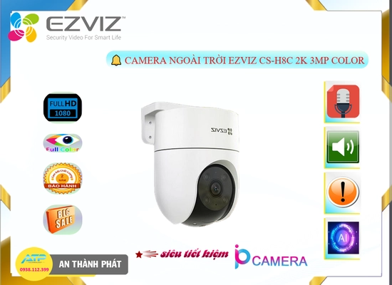 Lắp đặt camera tân phú Wifi Ezviz CS-H8C 2K 3MP Color Giá tốt