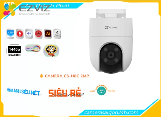 Lắp đặt camera tân phú ❂  CS-H8C 2MP Camera  Wifi Ezviz Thiết kế Đẹp