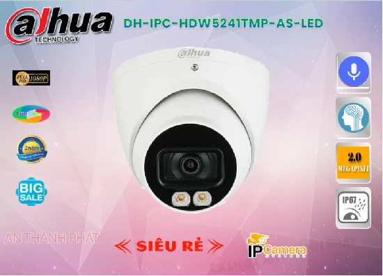 Lắp đặt camera tân phú ❂  DH-IPC-HDW5241TMP-AS-LED Camera Dahua Giá rẻ