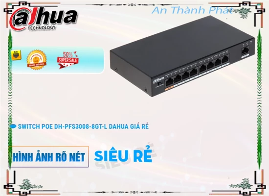 Lắp đặt camera tân phú Hãng Dahua DH-PFS3009-8ET-65  Switch Thiết bị nối mạng 