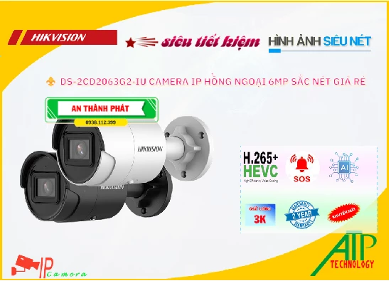 Lắp đặt camera tân phú DS-2CD2063G2-IU Camera Hikvision