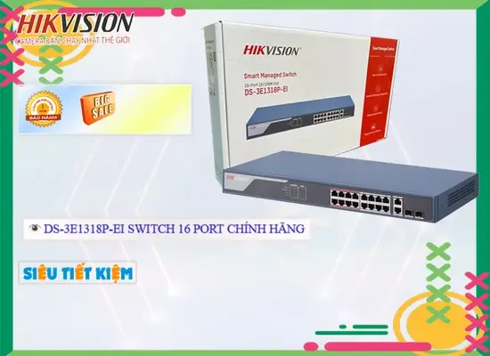Lắp đặt camera tân phú DS-3E1318P-EI Switch chia mạng Hikvision