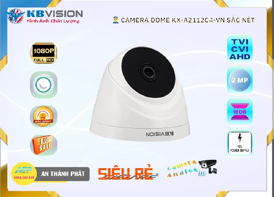 Lắp đặt camera tân phú Camera Giá Rẻ KBvision KX-A2112C4-VN Chi phí phù hợp