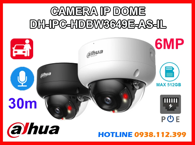 Lắp đặt camera Camera Ghi Âm DH-IPC-HDBW3649E-AS-IL Dahua