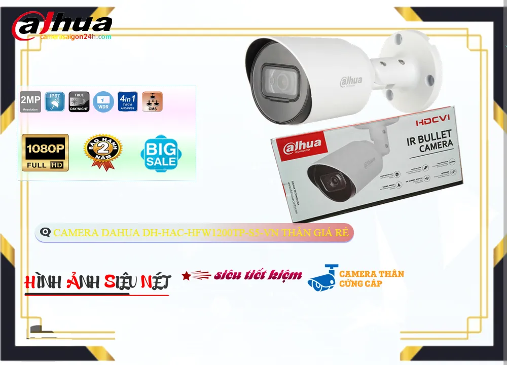 Camera Dahua DH-HAC-HFW1200TP-S5-VN,DH-HAC-HFW1200TP-S5-VN Giá Khuyến Mãi, Công Nghệ HD DH-HAC-HFW1200TP-S5-VN Giá