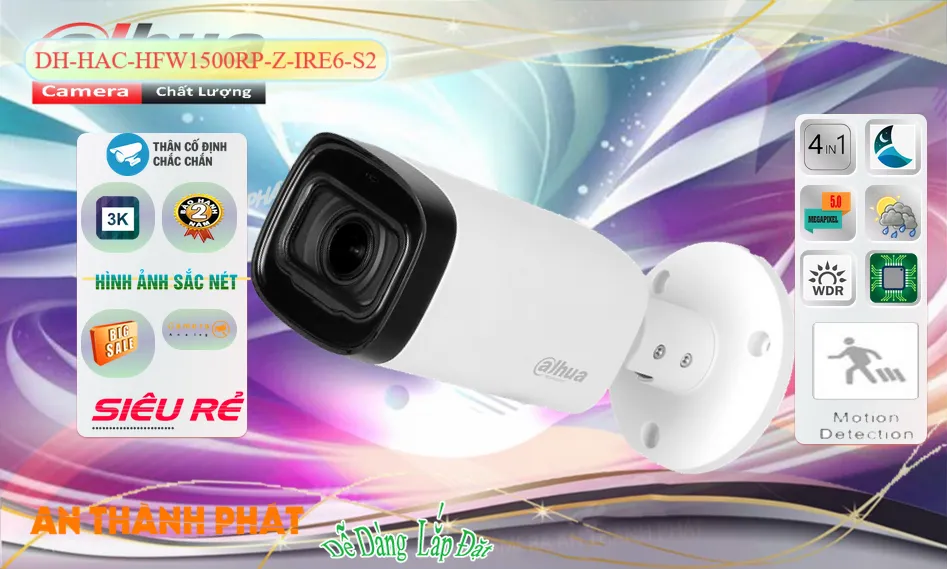 DH-HAC-HFW1500RP-Z-IRE6-S2 Camera Dahua Thiết kế Đẹp