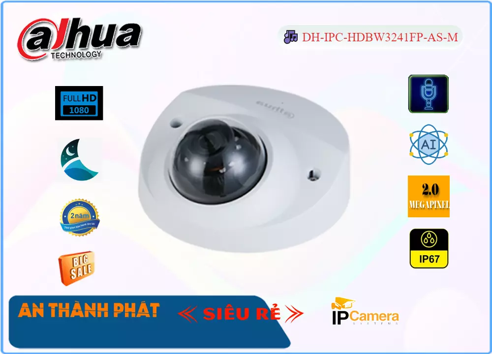 DH-IPC-HDBW3241FP-AS-M Sắc Nét Dahua DH-IPC-HDBW3241FP-AS-M Sắc Nét Dahua