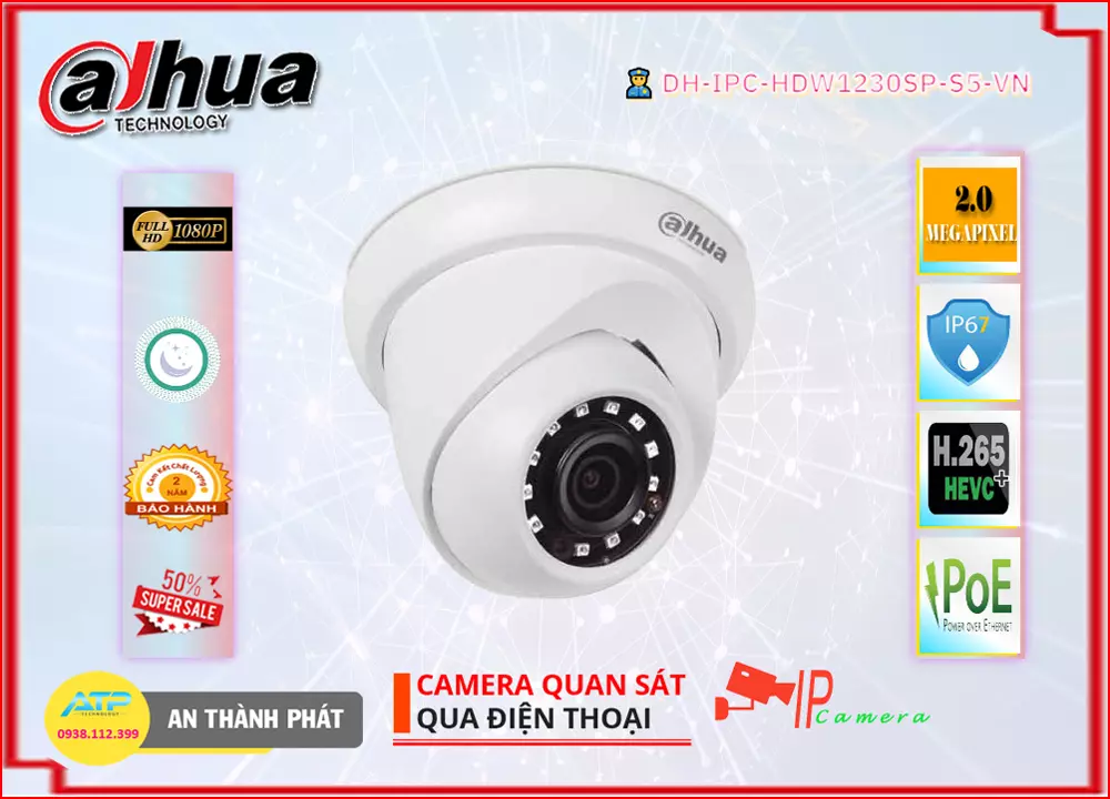 Camera IP Dahua DH-IPC-HDW1230SP-S5-VN,DH-IPC-HDW1230SP-S5-VN Giá Khuyến Mãi, Công Nghệ IP DH-IPC-HDW1230SP-S5-VN Giá