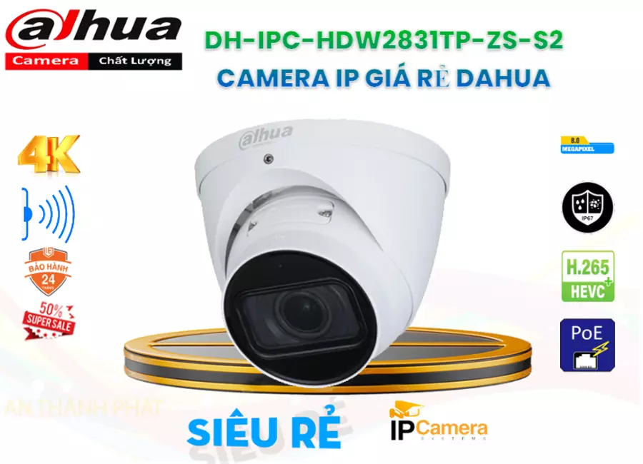 Camera IP Dahua DH-IPC-HDW2831TP-ZS-S2,Giá Ip POE Sắc Nét DH-IPC-HDW2831TP-ZS-S2,phân phối