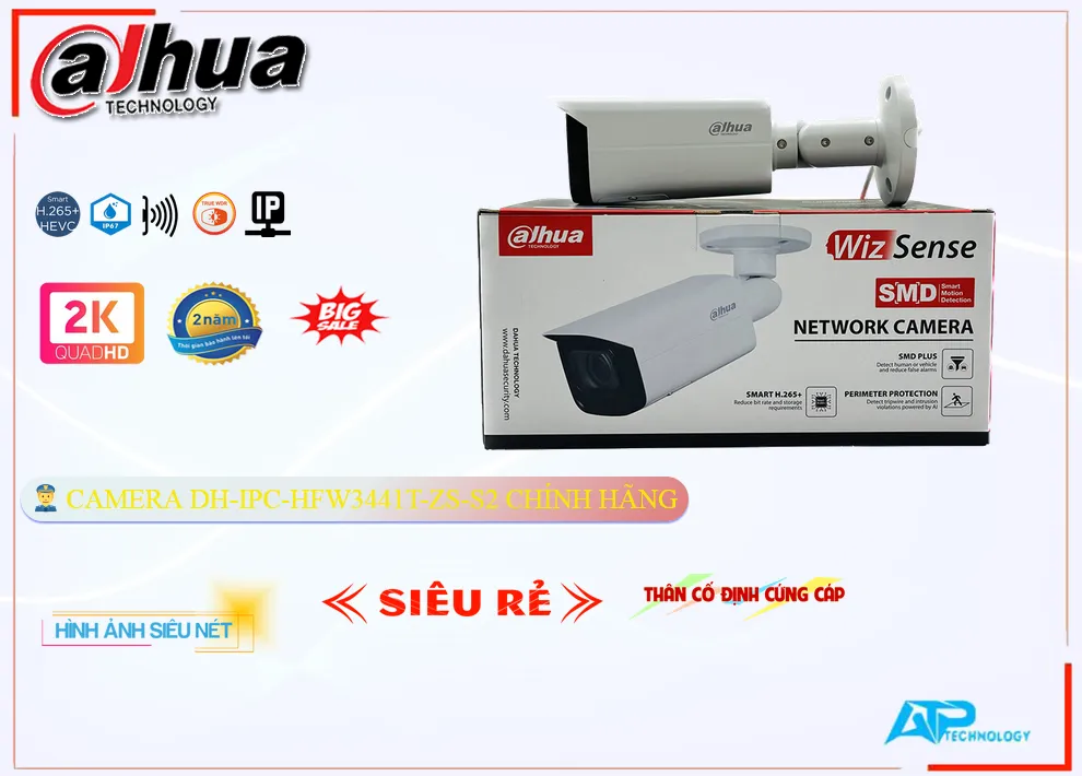 Camera Dahua DH-IPC-HFW3441T-ZS-S2,DH-IPC-HFW3441T-ZS-S2 Giá Khuyến Mãi, Ip POE Sắc Nét DH-IPC-HFW3441T-ZS-S2 Giá