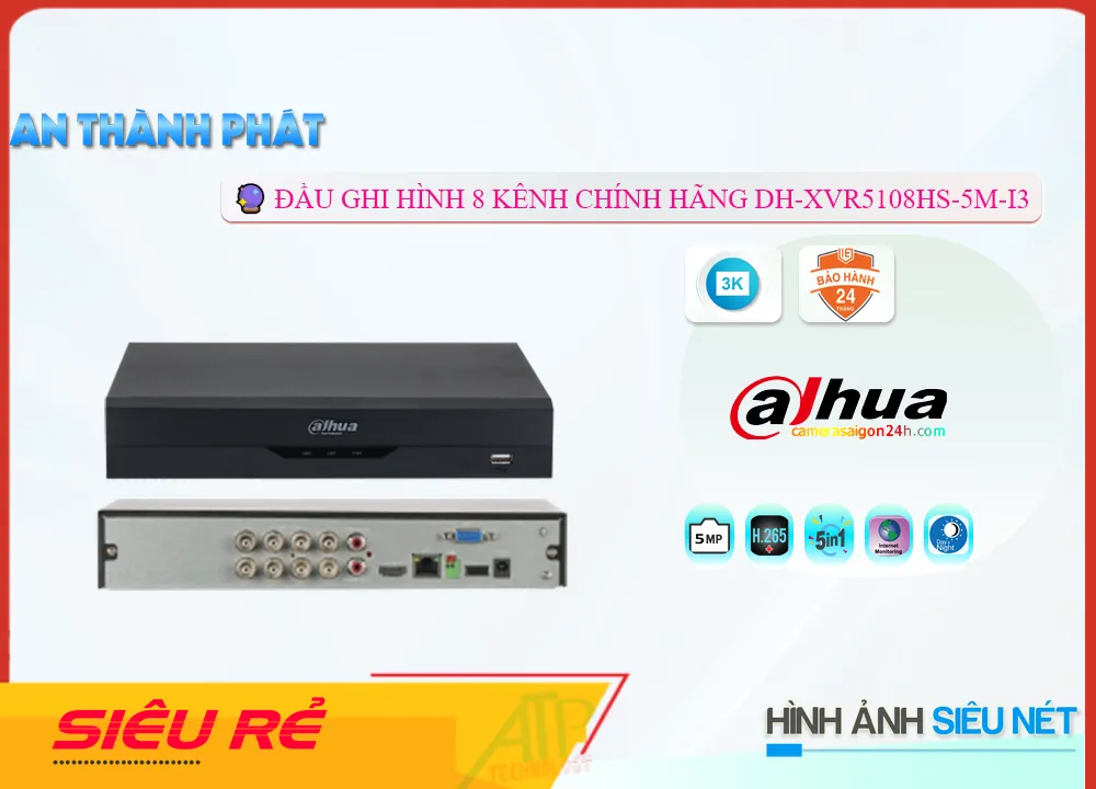 DH-XVR5108HS-5M-I3, đầu ghi DH-XVR5108HS-5M-I3, đầu ghi hình Dahua DH-XVR5108HS-5M-I3, đầu thu DH-XVR5108HS-5M-I3, đầu ghi camera DH-XVR5108HS-5M-I3
