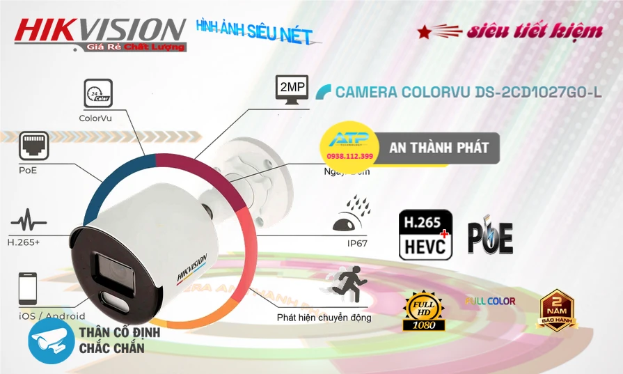 Camera Hikvision giá rẻ chất lượng cao DS-2CD1027G0-L Camera Hikvision giá rẻ chất lượng cao DS-2CD1027G0-L