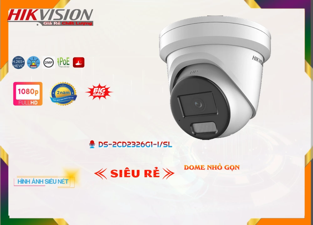 Camera Hikvision Báo Động DS-2CD2326G1-I/SL,Giá DS-2CD2326G1-I/SL,DS-2CD2326G1-I/SL Giá Khuyến Mãi,bán Camera