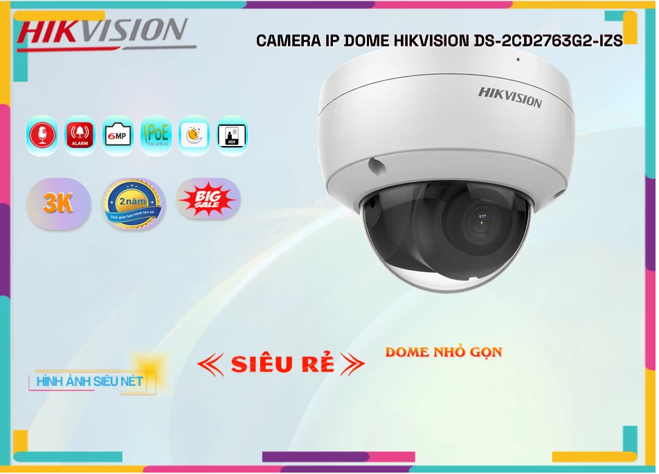 Camera IP 6MP Hikvision DS-2CD2763G2-IZS,Giá Ip Sắc Nét DS-2CD2763G2-IZS,phân phối DS-2CD2763G2-IZS,DS-2CD2763G2-IZS