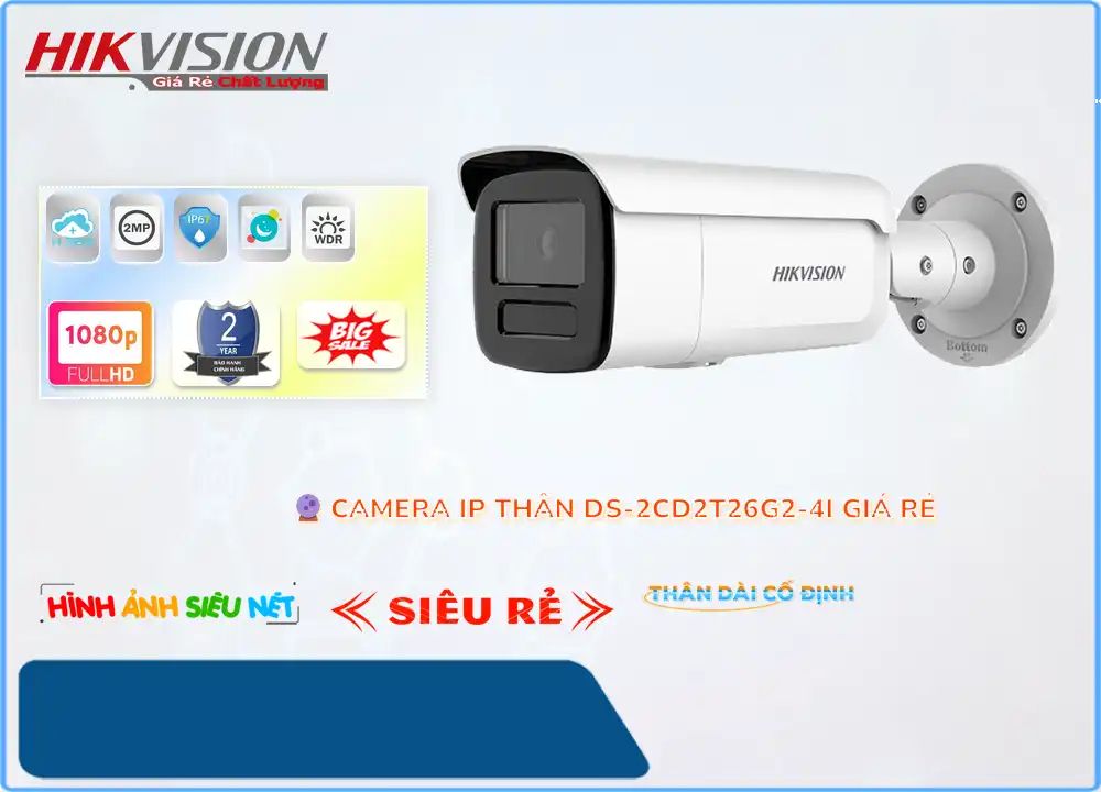 Camera An Ninh Hikvision DS-2CD2T26G2-4I Tiết Kiệm,DS-2CD2T26G2-4I Giá Khuyến Mãi, Công Nghệ IP DS-2CD2T26G2-4I Giá