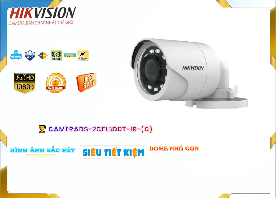 Camera Hikvision DS-2CE16D0T-IR(C),DS-2CE16D0T-IR(C) Giá Khuyến Mãi, HD DS-2CE16D0T-IR(C) Giá rẻ,DS-2CE16D0T-IR(C) Công