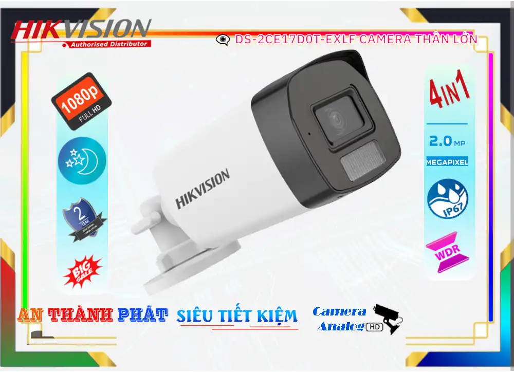 Camera An Ninh Hikvision DS-2CE17D0T-EXLF Thiết kế Đẹp,DS-2CE17D0T-EXLF Giá Khuyến Mãi, HD Anlog DS-2CE17D0T-EXLF Giá