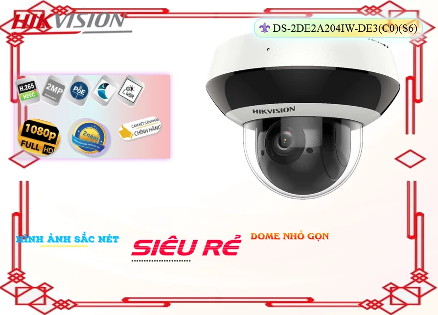 Camera Hikvision DS-2DE2A204IW-DE3(C0)(S6),DS-2DE2A204IW-DE3(C0)(S6) Giá Khuyến Mãi, Ip Sắc Nét