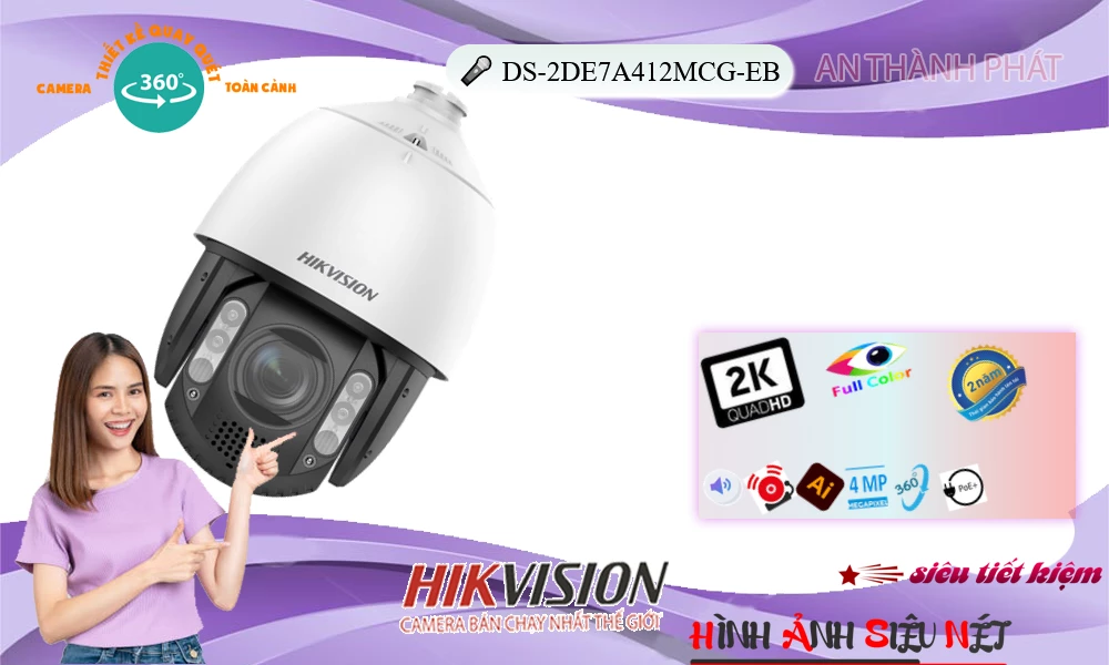 DS-2DE7A412MCG-EB Hikvision Thiết kế Đẹp DS-2DE7A412MCG-EB Hikvision Thiết kế Đẹp