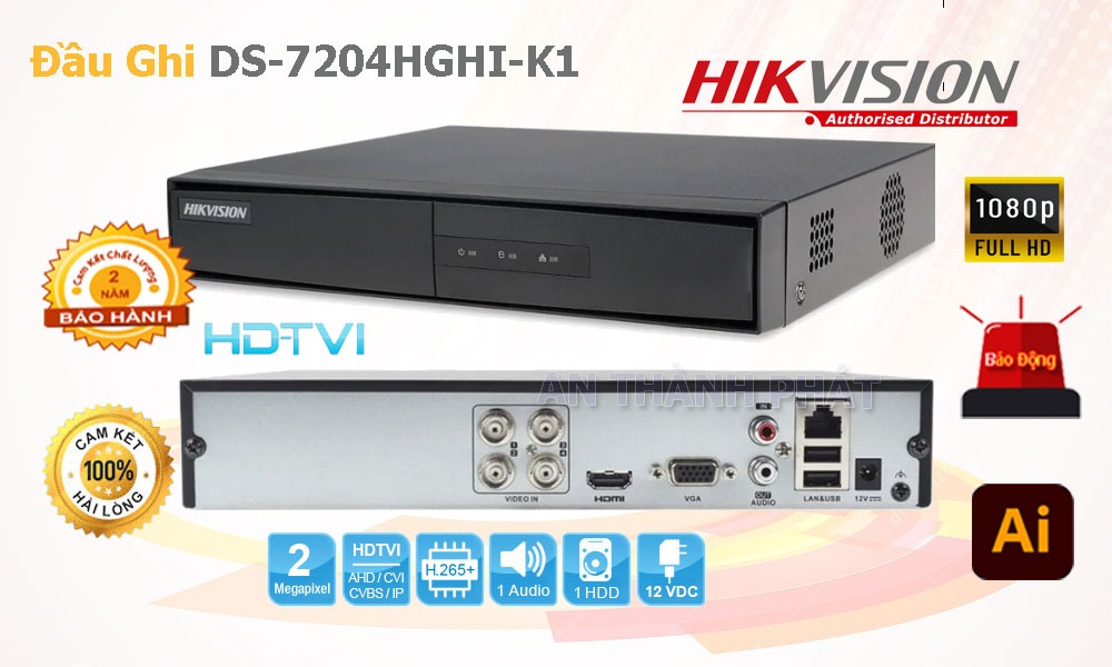 Đầu ghi hình DS-7204HGHI-K1 chất lượng full hd 1080P